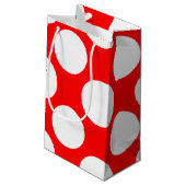 モダンで明るく赤く白い水玉模様パターン スモールペーパーバッグ (裏面アングル)