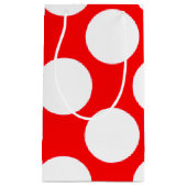 モダンで明るく赤く白い水玉模様パターン スモールペーパーバッグ (正面)