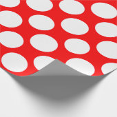 モダンで明るく赤く白い水玉模様パターン ラッピングペーパー (角)