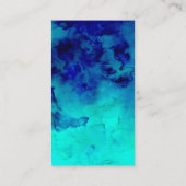 モダンで明るく青いターコイズの水彩画のヨガ 名刺 (裏面)