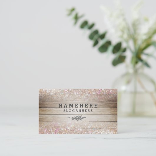 モダンで暗いコーヒー木製のグリッターの名刺 名刺 (スタンド正面)