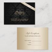 モダンで暗いダマスク織のぽっちゃりしたギフト券 割引カード (正面/裏面)