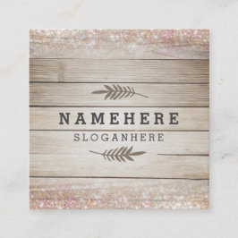モダンで暗い木製のグリッターの正方形の名刺 スクエア名刺