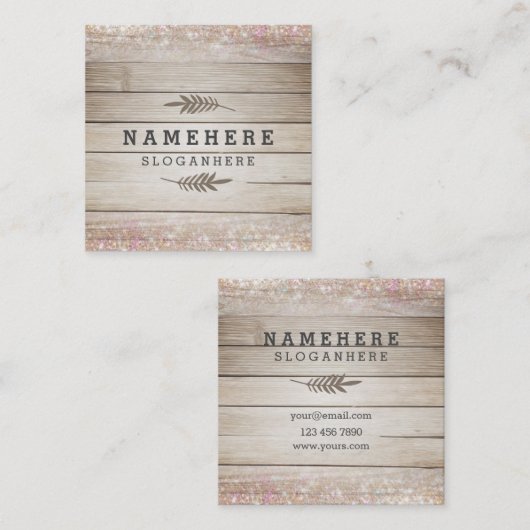 モダンで暗い木製のグリッターの正方形の名刺 スクエア名刺 (正面/裏面)