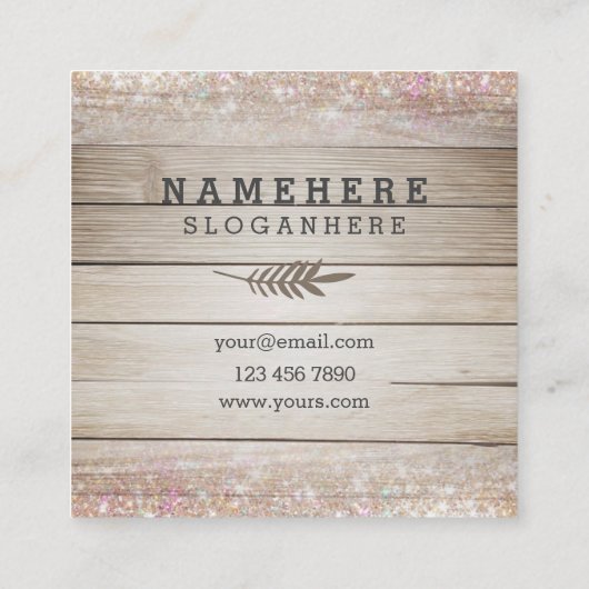 モダンで暗い木製のグリッターの正方形の名刺 スクエア名刺 (裏面)