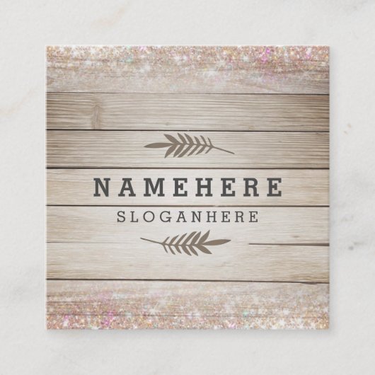 モダンで暗い木製のグリッターの正方形の名刺 スクエア名刺 (正面)