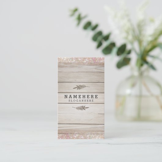 モダンで暗い木製のグリッターの縦の名刺 名刺 (スタンド正面)
