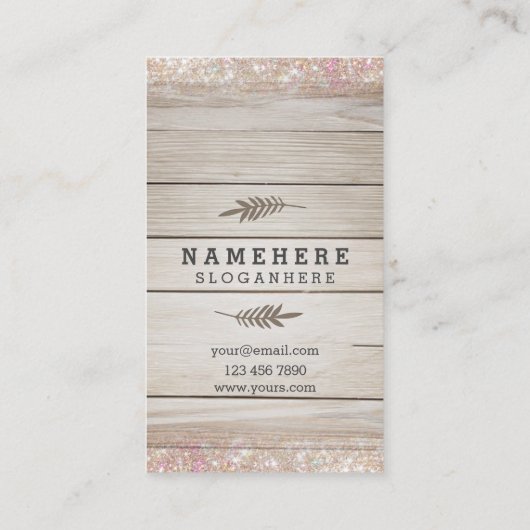 モダンで暗い木製のグリッターの縦の名刺 名刺 (裏面)