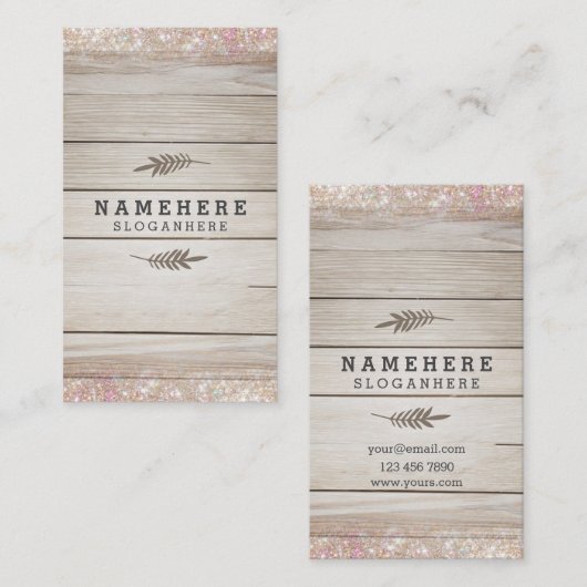 モダンで暗い木製のグリッターの縦の名刺 名刺 (正面/裏面)
