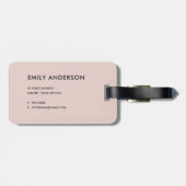 モダンで柔らかい赤面のピンクのバラの金ゴールドの大理石の質 ラゲッジタグ (裏面横)