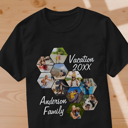 モダンで楽しいカスタム9枚コラージュ家族写真 Tシャツ