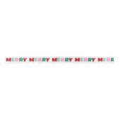 モダンで楽しいカラフルなメリータイポグラフィクリスマス サテンリボン (正面)