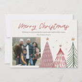 モダンで楽しいクリスマスツリーの写真カード シーズンカード (正面)