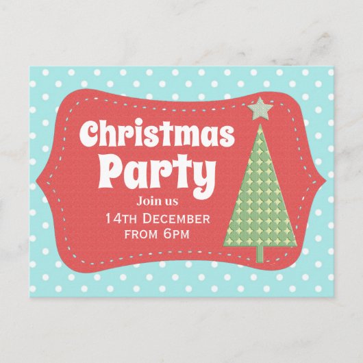 モダンで楽しいクリスマスパーティーの招待状 ポストカード (正面)