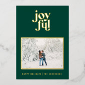 モダンで楽しいグリーンの写真1枚を使ったホリデーカード（箔仕上げ） 箔シーズンカード (正面)