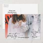 モダンで楽しいパーティーのお知らせ 結婚式のSave the Date 招待状 (正面/裏面)