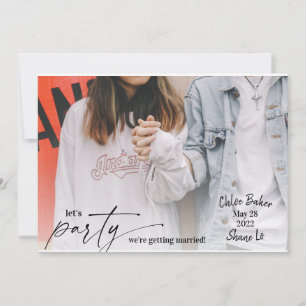 モダンで楽しいパーティーのお知らせ 結婚式のSave the Date 招待状