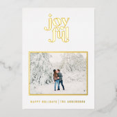 モダンで楽しい白の写真ホリデーカード 箔シーズンカード (正面)
