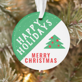モダンで楽しい赤と緑のタイポグラフィクリスマスホリデー オーナメント