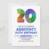 モダンで楽しい20歳の誕生日招待状 招待状 (正面)