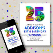 モダンで楽しい25歳の誕生日招待状 招待状