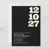 モダンで洗練されたブラック＆ホワイトのタイポグラフィ 招待状 (正面)