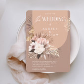 モダンで洗練されたボヘミアンチックな水彩フラワーのウェディング 招待状