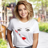 モダンで洗練された芸術的センスが光る、赤い唇とネイルのミニマルアート Tシャツ
