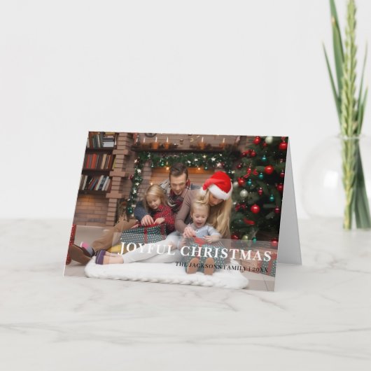 モダンで清潔なホワイトクリスマスの写真 シーズンカード (正面)