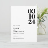 モダンで現代的な日付写真の結婚式 招待状 (スタンド正面)