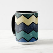 モダンで男らしく青いシェブロン マグカップ (正面左)