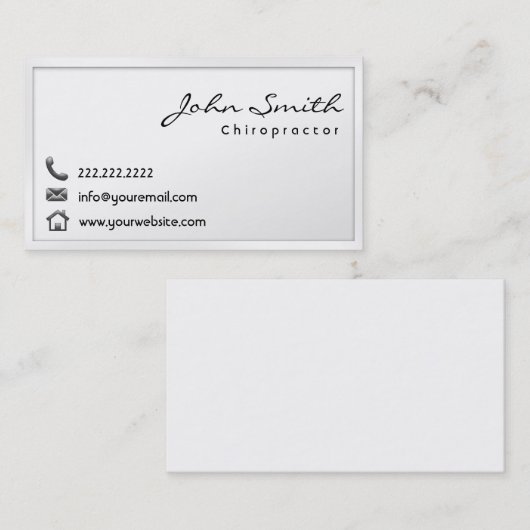 モダンで白いボーダーカイロプラクターの名刺 名刺 (正面/裏面)