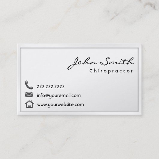 モダンで白いボーダーカイロプラクターの名刺 名刺 (正面)