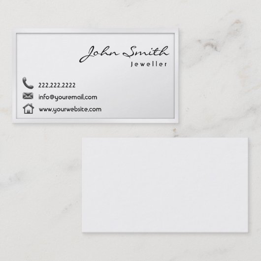 モダンで白いボーダー宝石類の名刺 名刺 (正面/裏面)