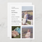 モダンで白い写真のコラージュはベビーシャワーを結び付けます 招待状 (正面/裏面)