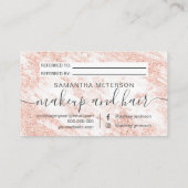 モダンで白い大理石の毛の化粧のばら色の金ゴールドのグリッター 紹介カード (裏面)