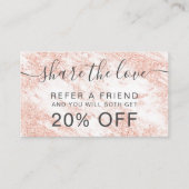 モダンで白い大理石の毛の化粧のばら色の金ゴールドのグリッター 紹介カード (正面)