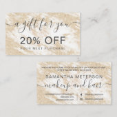 モダンで白い大理石の金ゴールドのグリッターのタイポグラフィ 割引カード (正面/裏面)