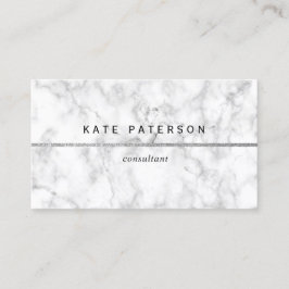 モダンで白い大理石の銀製のグリッターのストライプ 名刺