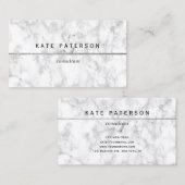 モダンで白い大理石の銀製のグリッターのストライプ 名刺 (正面/裏面)