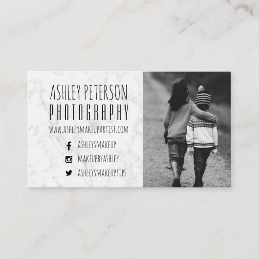 モダンで白い大理石媒体の写真撮影 名刺 (正面)