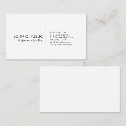 モダンで白い専門のエレガントでお洒落な平野 名刺 (正面/裏面)