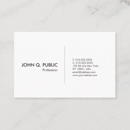 モダンで白い専門のシンプルなエレガント 名刺 (正面)