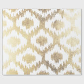 モダンで白い手描きのイカットパターンのどの金ゴールド ラッピングペーパー (フラット)