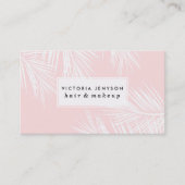 モダンで白い熱帯ヤシの木のスタイリッシュなピンク 名刺 (正面)