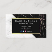 モダンで白いBlackSilverの大理石の名刺 名刺 (裏面)