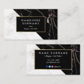 モダンで白いBlackSilverの大理石の名刺 名刺 (正面/裏面)