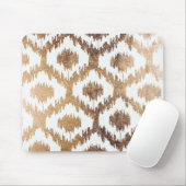 モダンで白いhandrawnのイカットパターンフェイクな真鍮の金ゴールド マウスパッド (マウス)