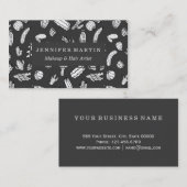 モダンで白くおよび黒く水気が多いサボテンパターン 名刺 (正面/裏面)