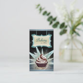 モダンで白熱［赤熱］光を放つなベーカリー及びカップケーキの名刺 名刺 (スタンド正面)